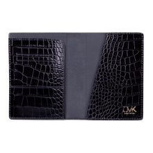 Passport Holder, Croco Leather Black, MAISON JMK-VONMEL Luxe Gifts