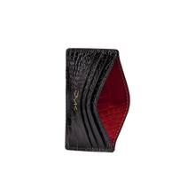 Card Holder - 6 Slots, Croco Leather Black/Red, MAISON JMK-VONMEL Luxe Gifts