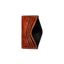 Card Holder - 6 Slots, Croco Leather Tan, MAISON JMK-VONMEL Luxe Gifts