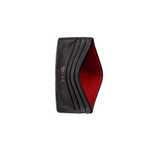 Card Holder - 6 Slots, Grain Leather Black/Red, MAISON JMK-VONMEL Luxe Gifts