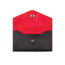 Business Card Holder, Grain Leather Black/Red, MAISON JMK-VONMEL Luxe Gifts
