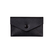 Business Card Holder, Saffiano Leather Black/Red, MAISON JMK-VONMEL Luxe Gifts