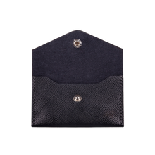 Business Card Holder, Saffiano Leather Black/Black, MAISON JMK-VONMEL Luxe Gifts
