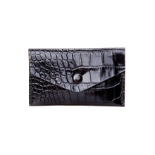 Business Card Holder, Croco Leather Black/Black, MAISON JMK-VONMEL Luxe Gifts