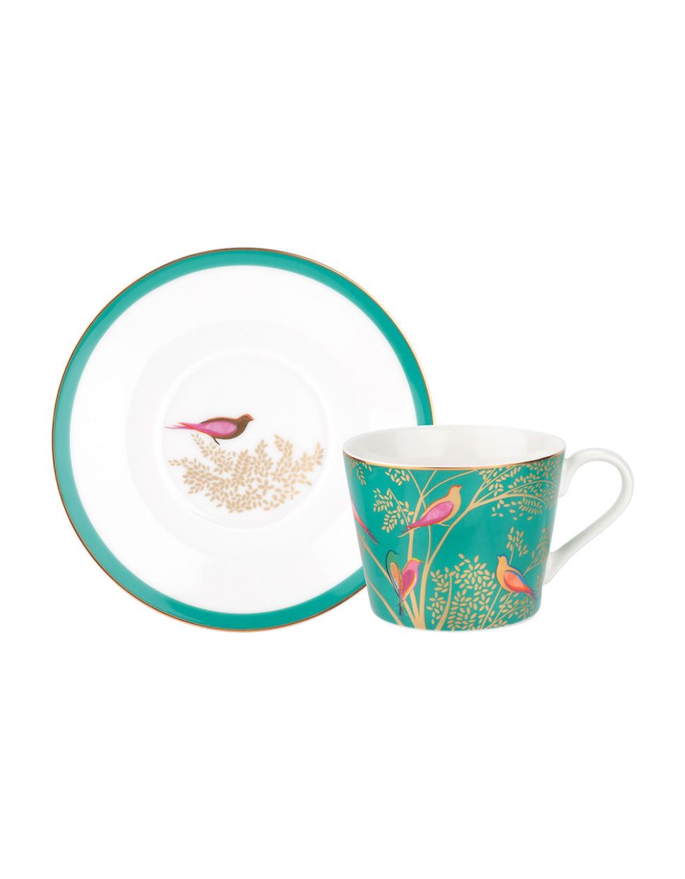 Chelsea Green Birds, Tea Cup & Saucer, SARA MILLER LONDON-VONMEL Luxe Gifts