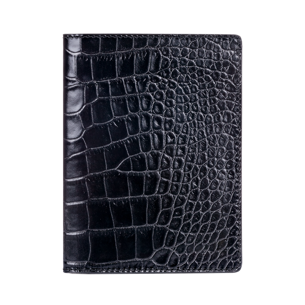 Passport Holder, Croco Leather Black, MAISON JMK-VONMEL Luxe Gifts