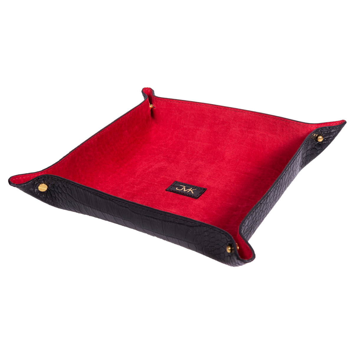 Change Tray, Croco Leather Black/Red, MAISON JMK-VONMEL Luxe Gifts