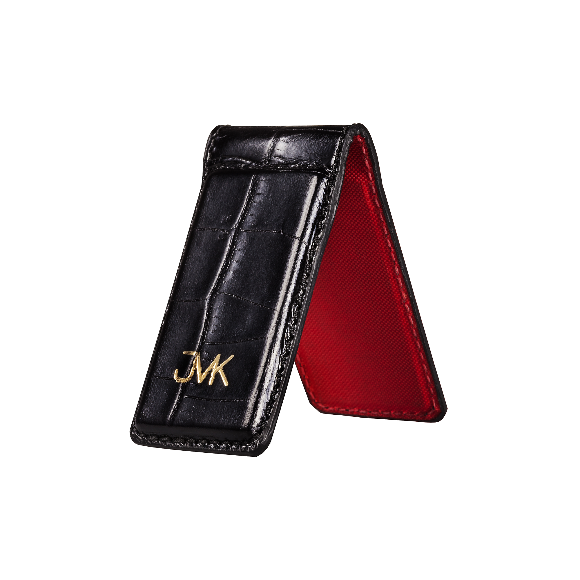 Money Clip, Croco Leather Black/Red, MAISON JMK-VONMEL Luxe Gifts