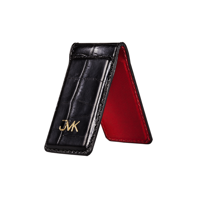 Money Clip, Croco Leather Black/Red, MAISON JMK-VONMEL Luxe Gifts