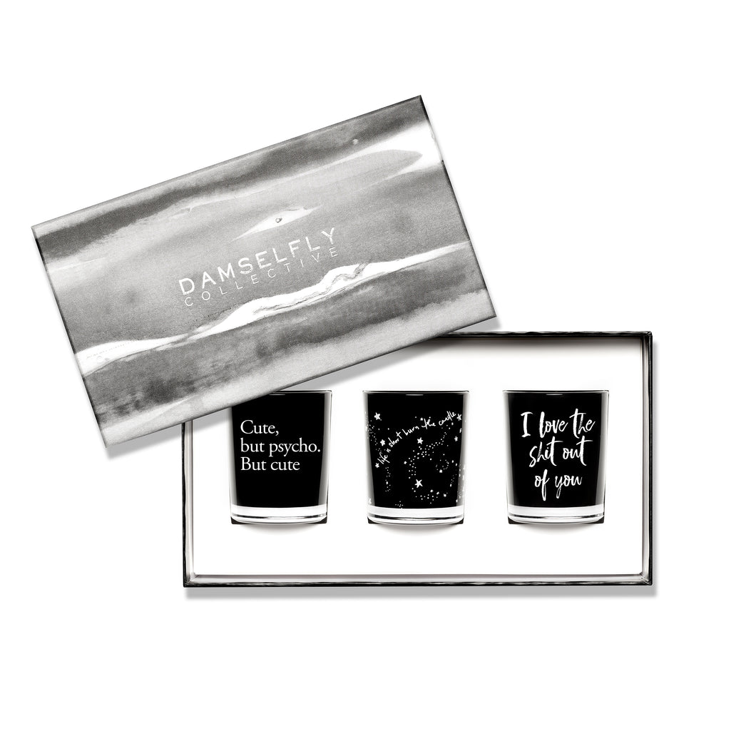 Cute but Psycho - Gift Set, Scented Candles, DAMSELFLY-VONMEL Luxe Gifts
