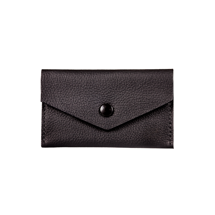 Business Card Holder, Grain Leather Black/Red, MAISON JMK-VONMEL Luxe Gifts