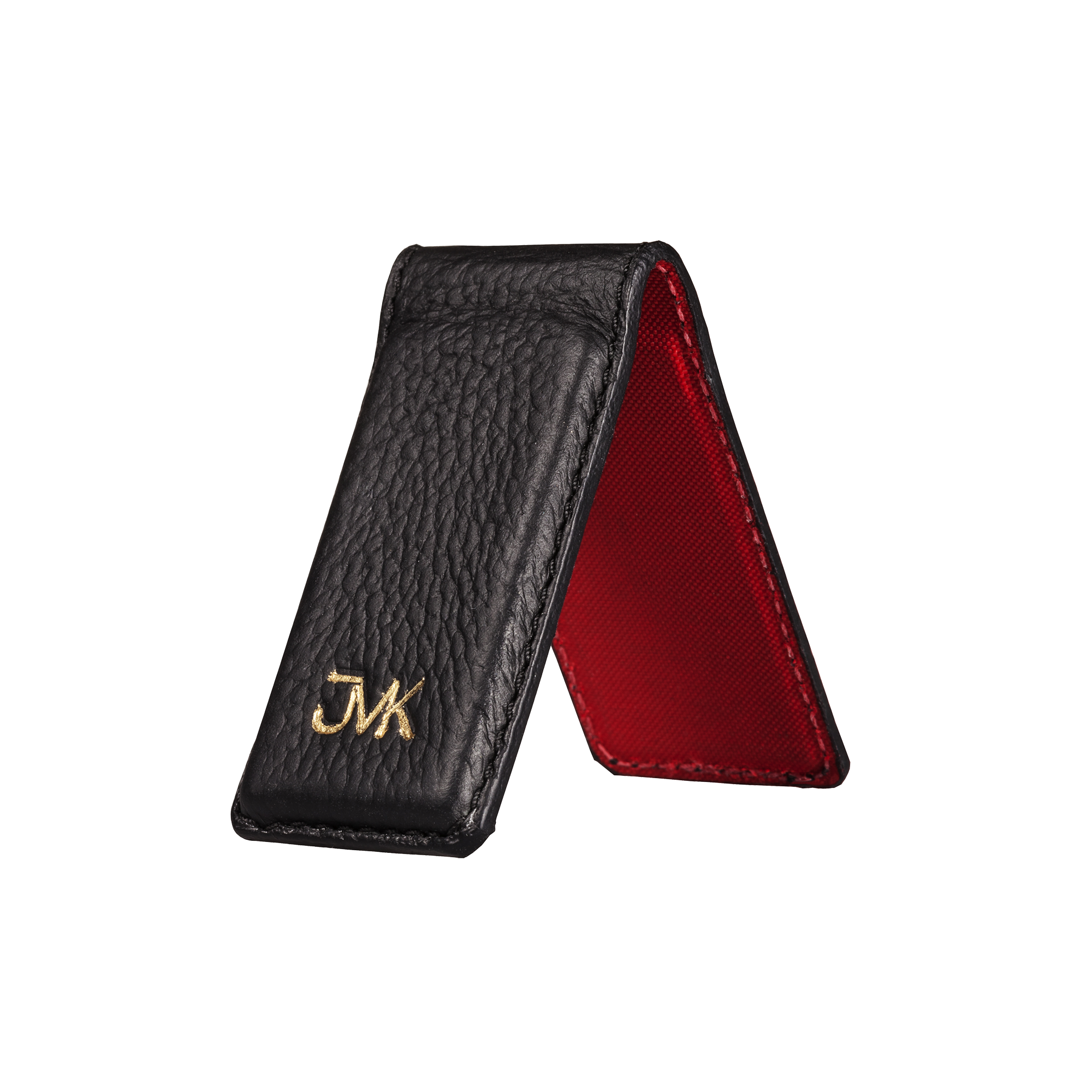 Money Clip, Grain Leather Black/Red, MAISON JMK-VONMEL Luxe Gifts