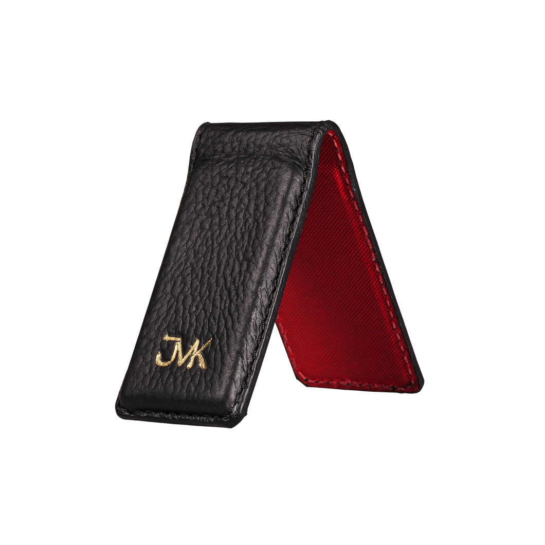 Money Clip, Grain Leather Black/Red, MAISON JMK-VONMEL Luxe Gifts