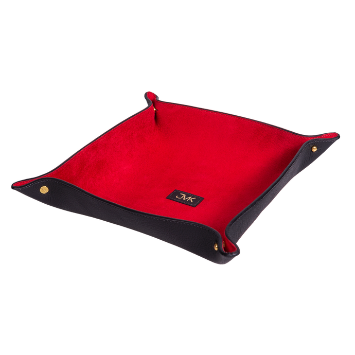 Change Tray, Grain Leather Black/Red, MAISON JMK-VONMEL Luxe Gifts