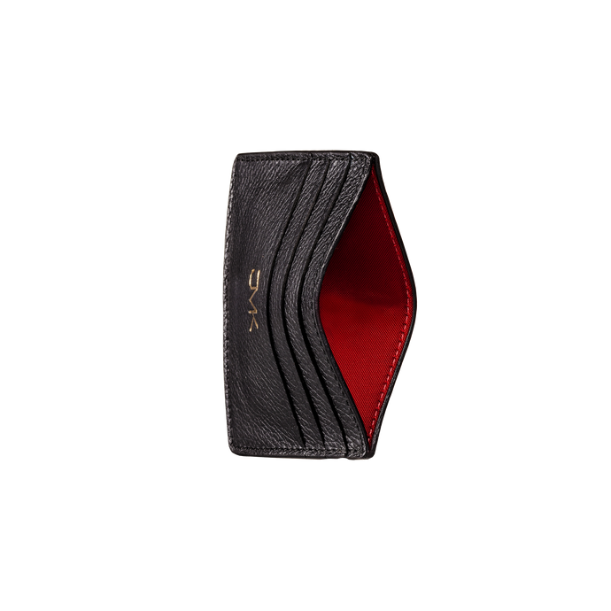 Card Holder - 6 Slots, Grain Leather Black/Red, MAISON JMK-VONMEL Luxe Gifts