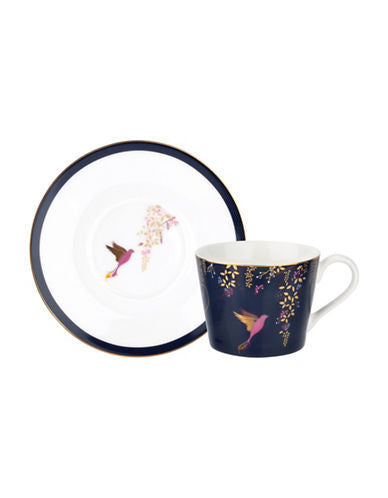 Chelsea Navy Hummingbird, Teacup & Saucer, SARA MILLER LONDON-VONMEL Luxe Gifts