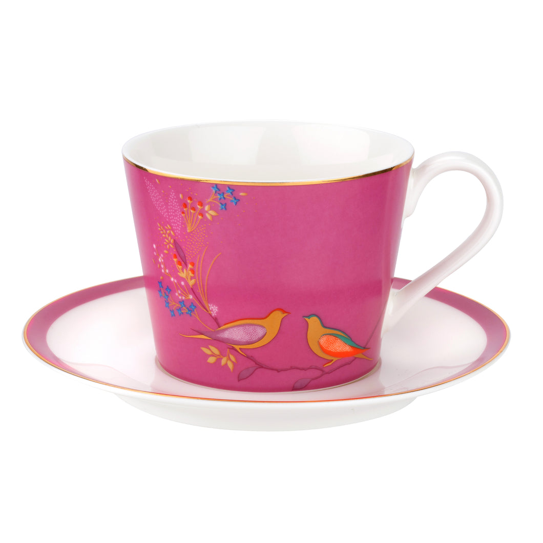 Chelsea Pink Birds, Teacup & Saucer, SARA MILLER LONDON-VONMEL Luxe Gifts