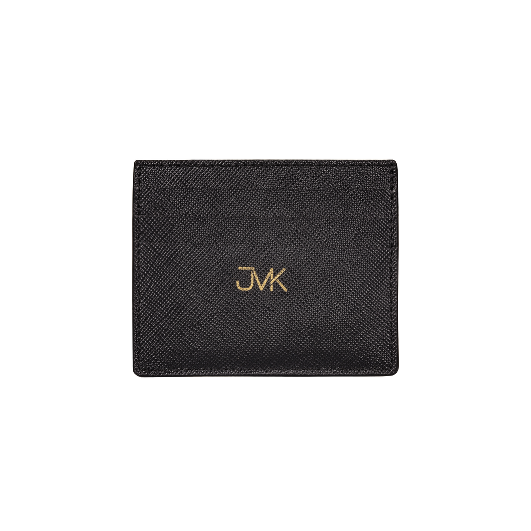 Card Holder - 6 Slots, Saffiano Leather Black/Black, MAISON JMK-VONMEL Luxe Gifts