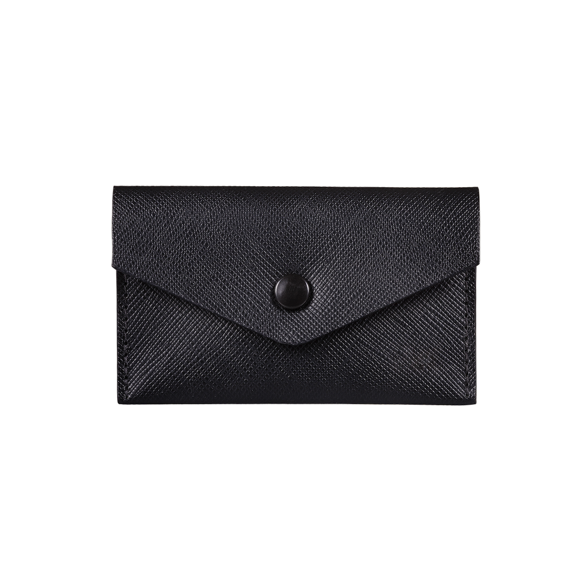 Business Card Holder, Saffiano Leather Black/Black, MAISON JMK-VONMEL Luxe Gifts