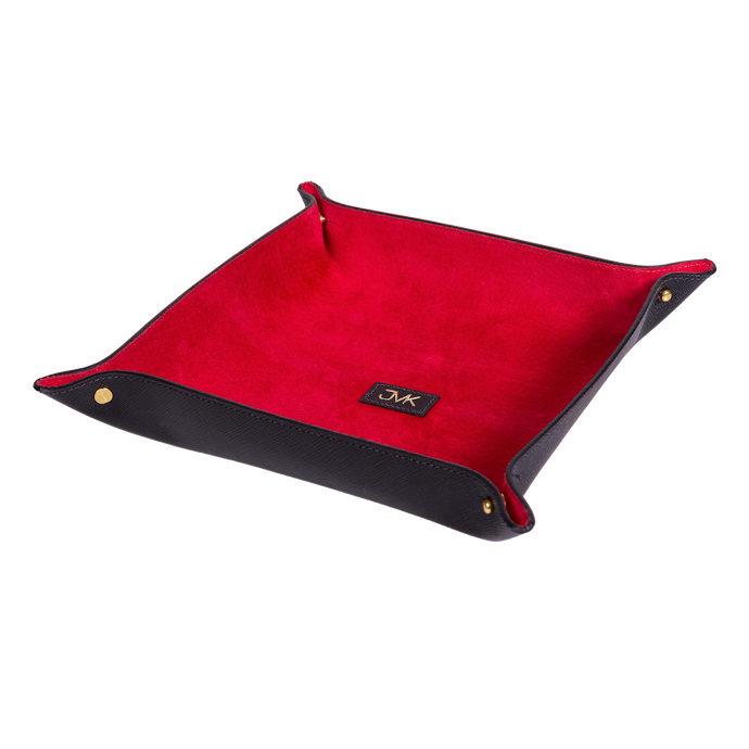 Change Tray, Saffiano Leather Black/Red, MAISON JMK-VONMEL Luxe Gifts