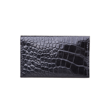 Business Card Holder, Croco Leather Black/Black, MAISON JMK-VONMEL Luxe Gifts
