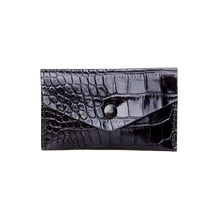 Business Card Holder, Croco Leather Black/Red, MAISON JMK-VONMEL Luxe Gifts