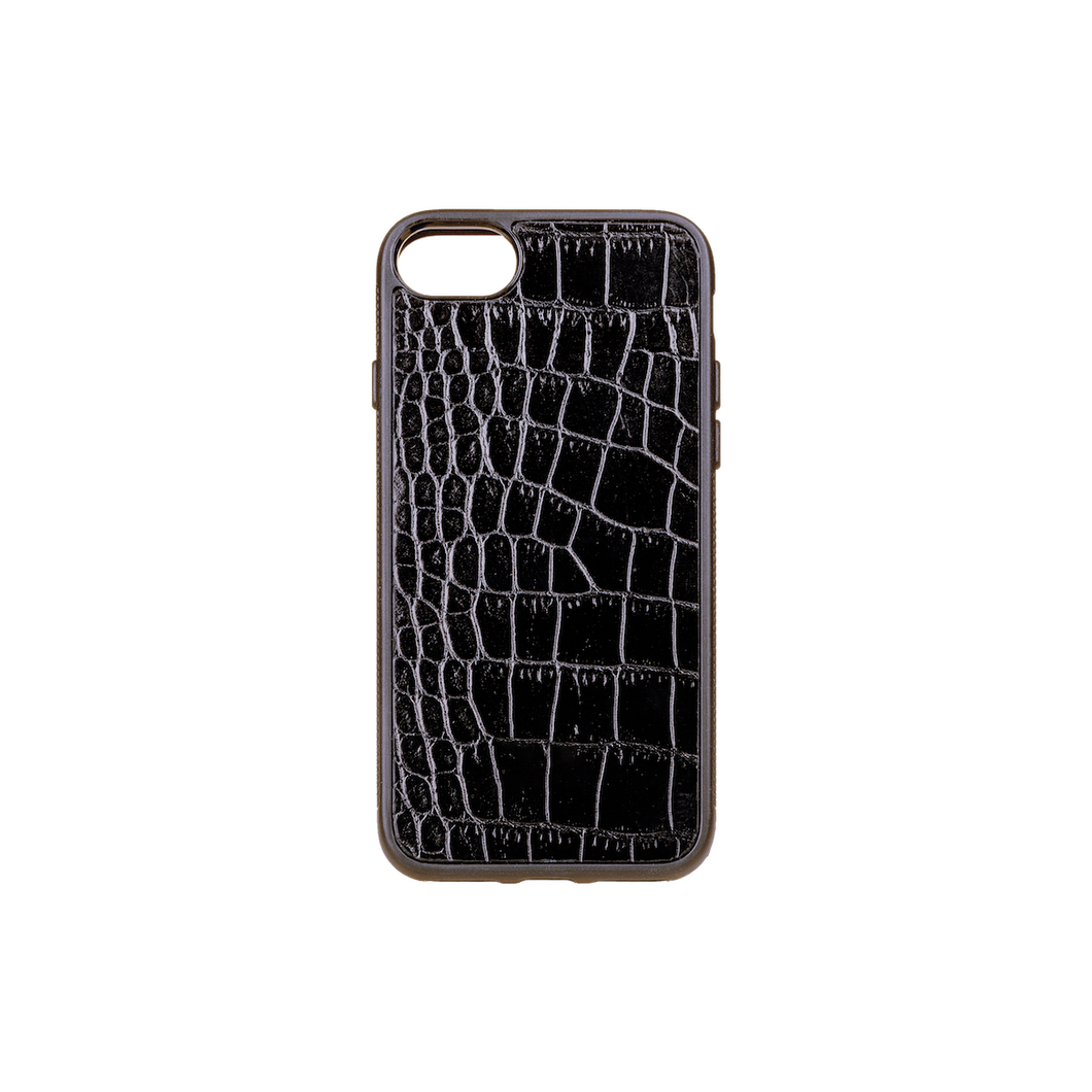 Iphone 7/8 Case, Black Croco Leather, MAISON JMK-VONMEL Luxe Gifts