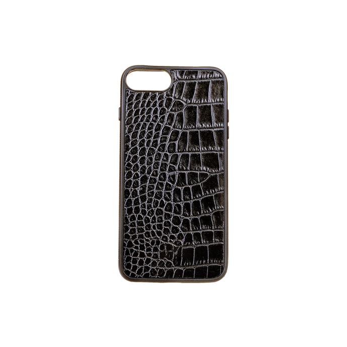 Iphone 7/8 Plus Case, Black Croco Leather, MAISON JMK-VONMEL Luxe Gifts