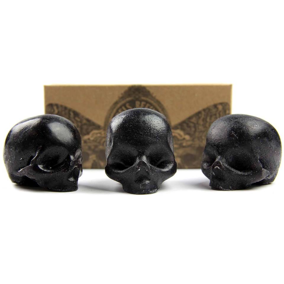 Activated Charcoal Skulls, 3 Black Glycerin Soaps, REBELS REFINERY-VONMEL Luxe Gifts